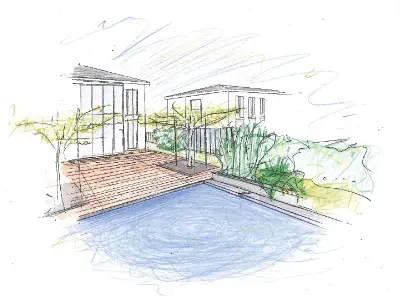 Gartenplanung mit Dachspalierbäumen