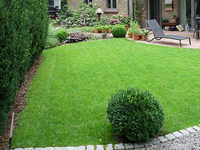 Rollrasen mit Einfassung Granit